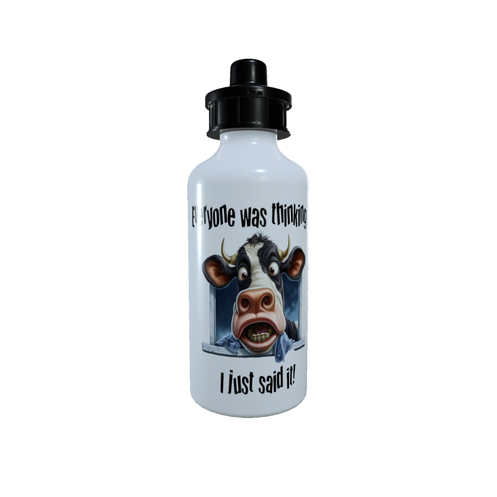 Cow Drinks Bottle - Everyone Was Thinking It I ... Water Bottle